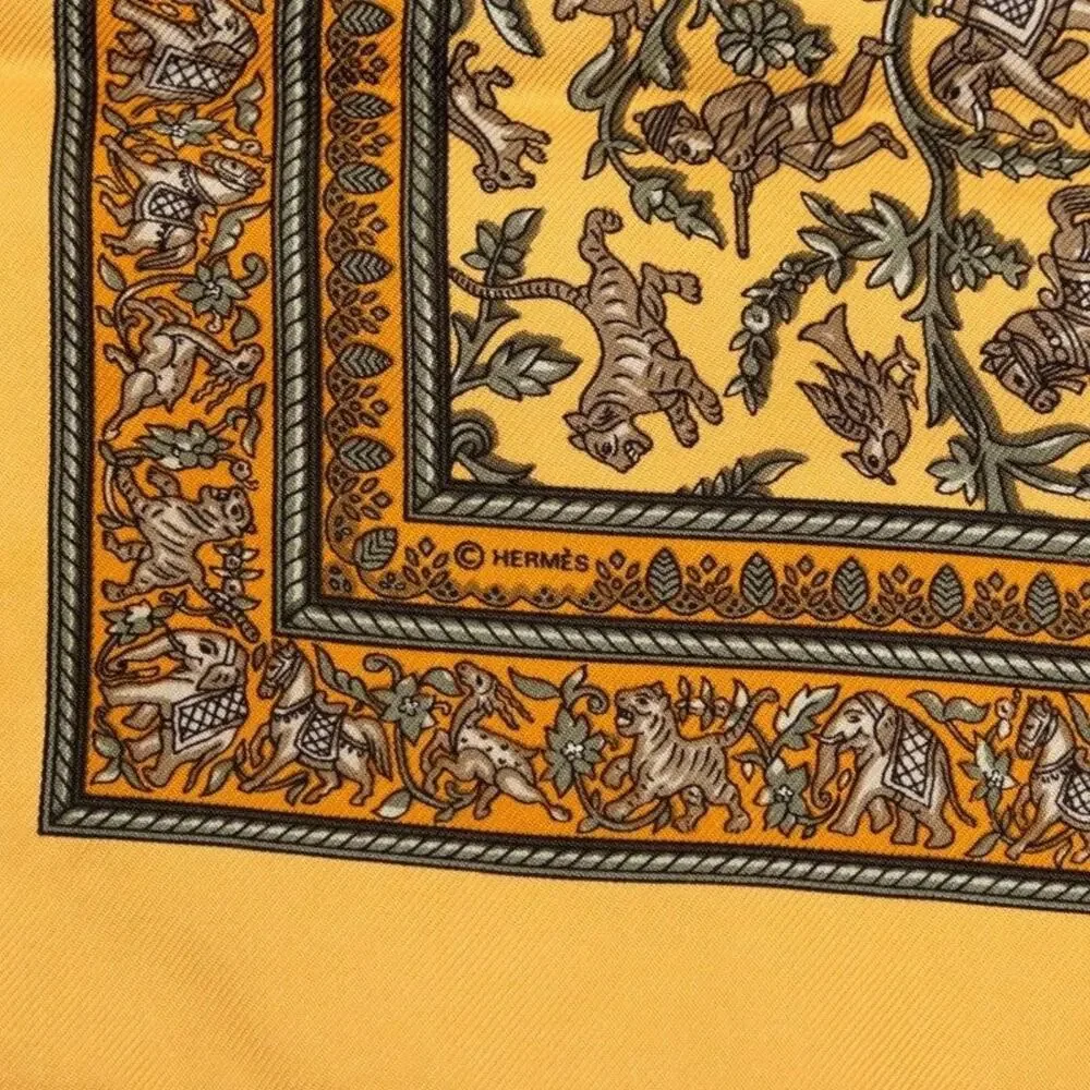 Hermes Silk Carre 45 Chasse En Inde Scarf Multicolor